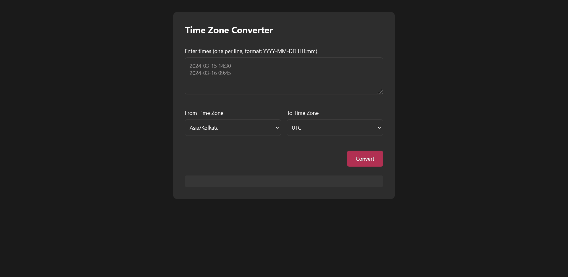 Timezone Converter application screenshot